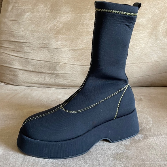 Black Ganni Platform Ankle Boot 7 - Picture 7 of 8